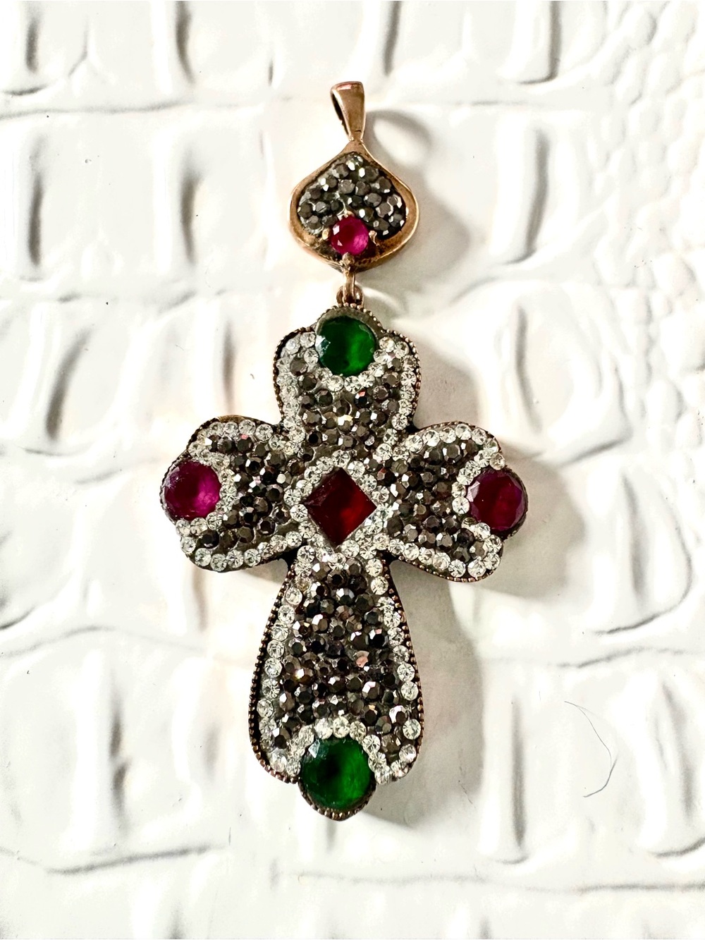 Sterling Byzantine Marcasite Cross made in Hungary